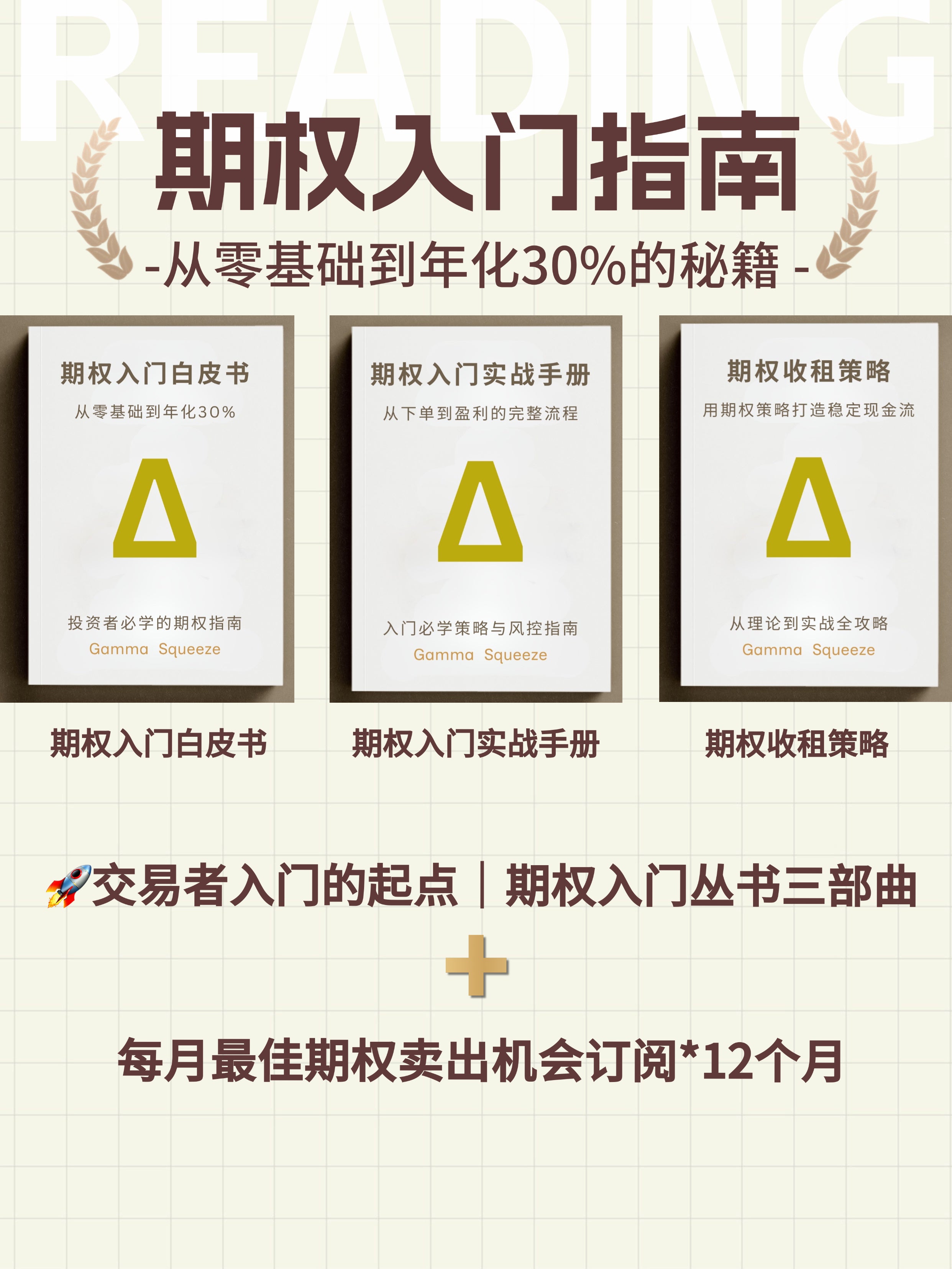 期权入门丛书三部曲 + 每月最佳期权卖出机会订阅*12个月